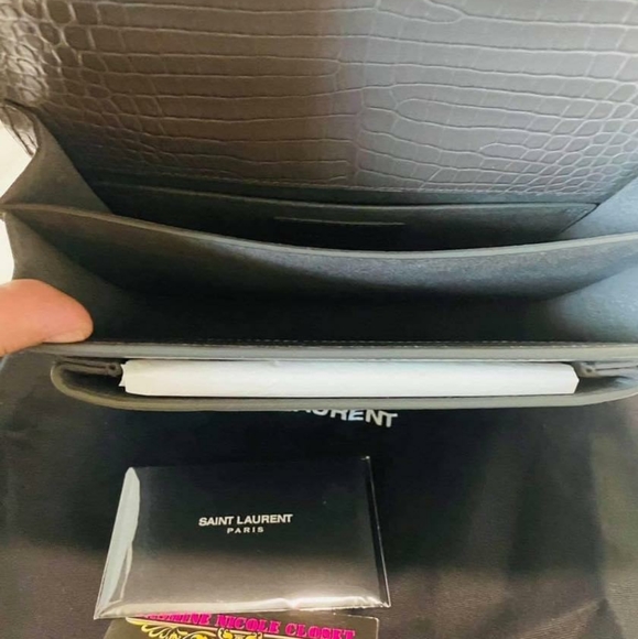 YSL SUNSET Medium Croc black Crossbody Brand New - Picture 9 of 12